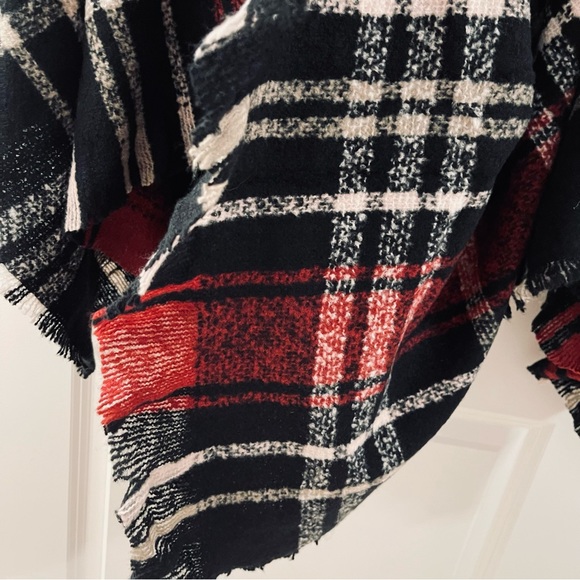 New Women Plaid Poncho Sweater Cardigan Knitted Tassel Opne Front Shawl Cape - Picture 9 of 9